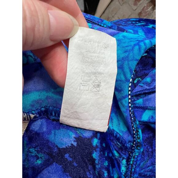 Maxine of hollywood one piece swimsuit geometric blue green - Picture 9 of 13